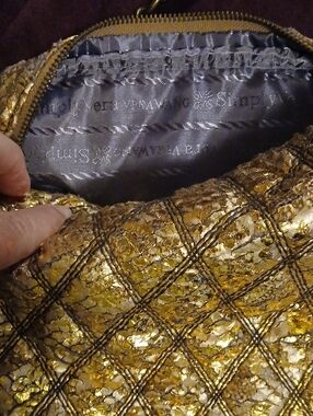 Vera Wang Metallic Gold Quilted Crossbody, Adjustable Strap